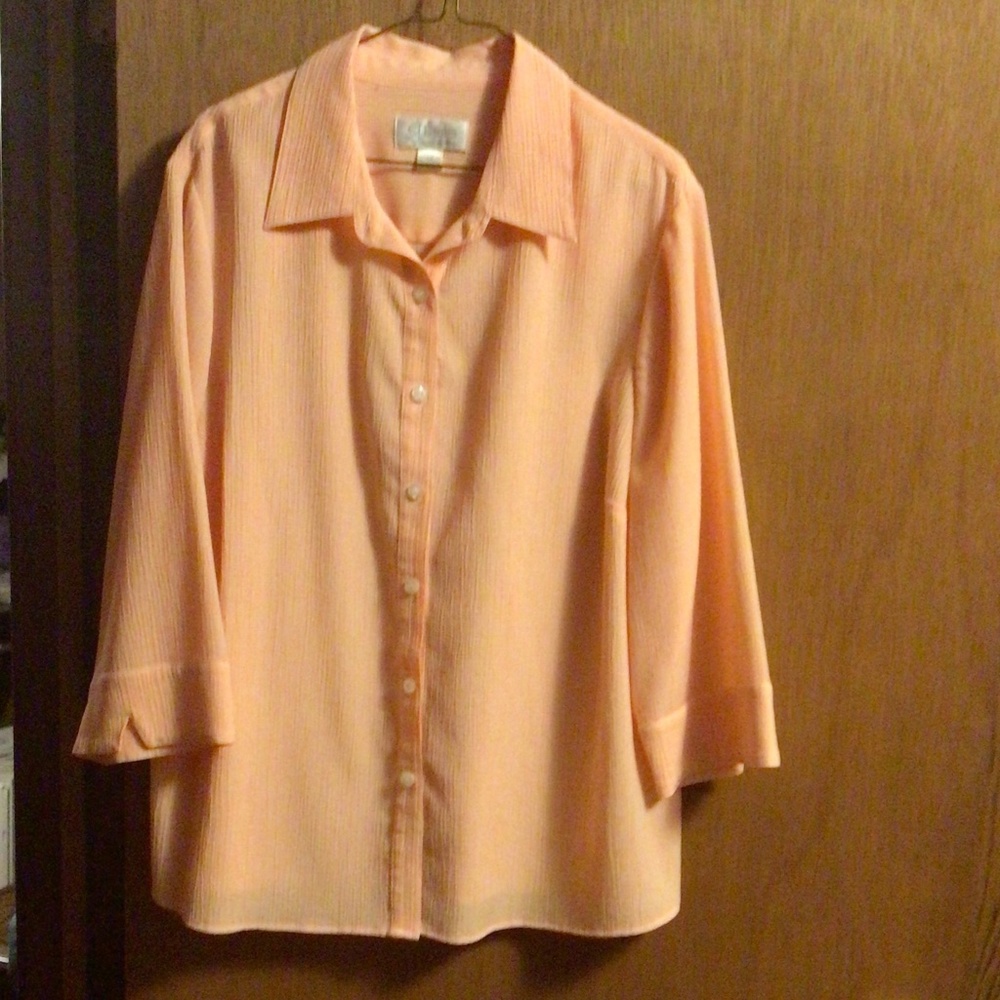 Orange 3/4 Sleeve Button Down Top